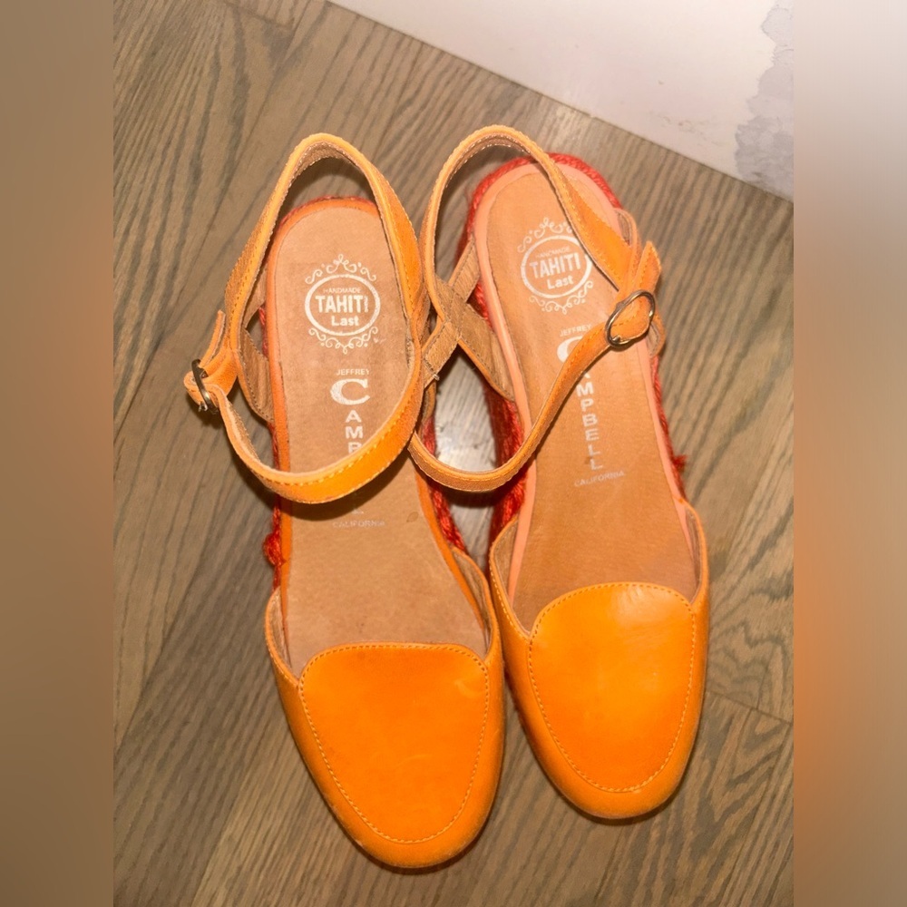 Jeffrey Campbell Orange Espadrille Wedges women’s size 8 - Picture 7 of 8